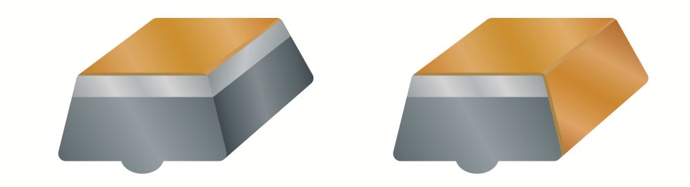 左:複合工法、右:濺鍍工法