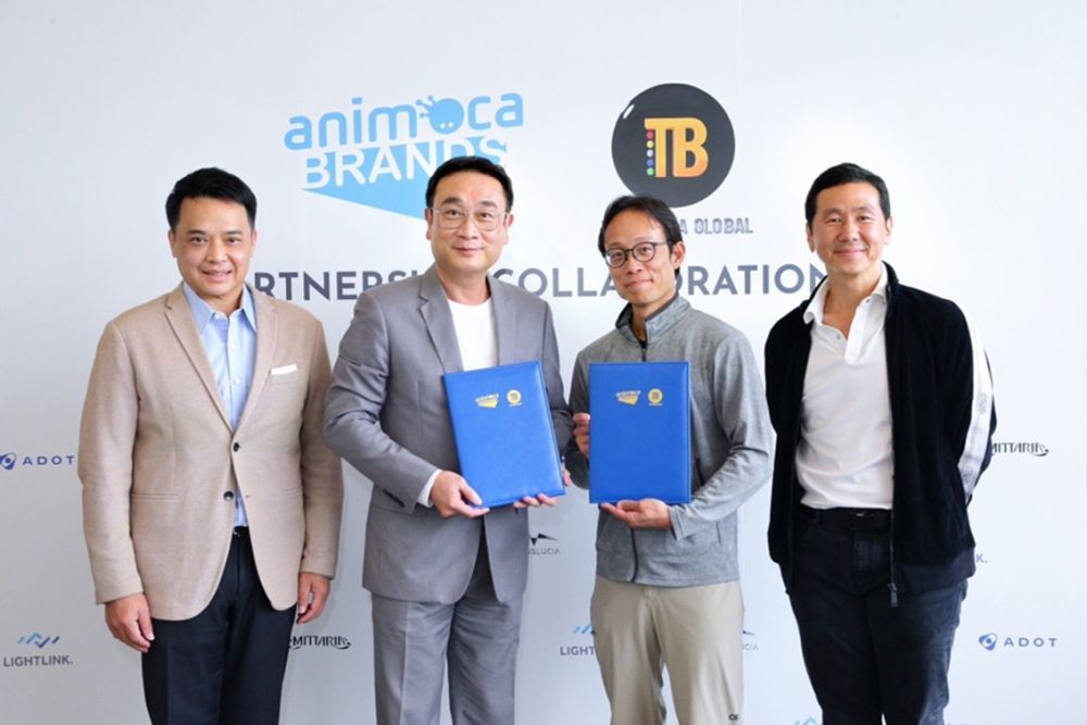 左から T&B Media GlobalグループCIOO Thiti Thongbenjamas、T&B Media Global CEO兼創業者 Jwanwat Ahriyavraromp博士、Animoca Brands共同創業者兼会長Yat Siu、Animoca BrandsグループプレジデントEvan Auyang